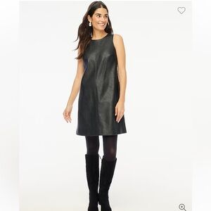 NWT J Crew Black Faux Leather Shift Dress